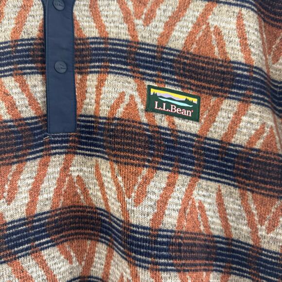 LL Bean Men’s Large Pullover Better Sweater Fleece 1/4 Snap Collar Aztec - Picture 2 of 6